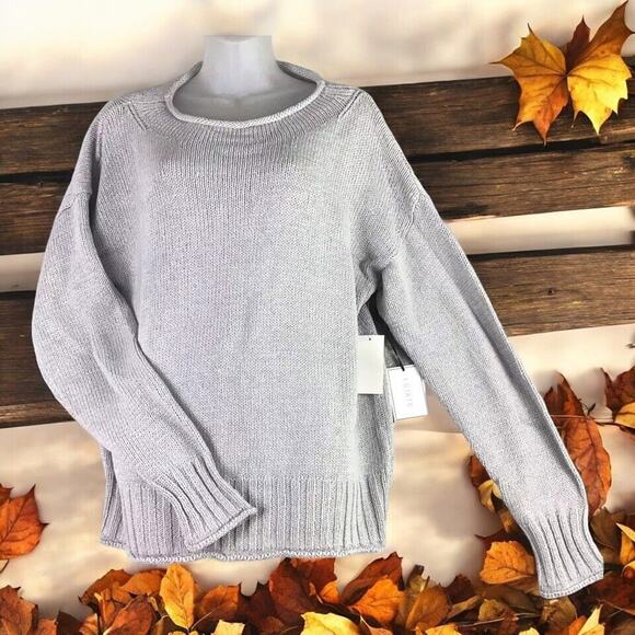 1.STATE Women’s Size L Gray Cotton Acrylic Knit Pullover Sweater Long Sleeve NWT - Picture 2 of 16